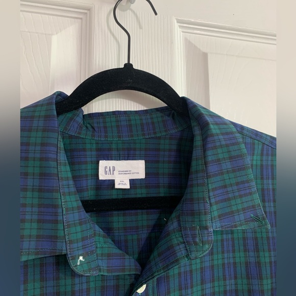 Men’s GAP Like New long sleeve green plaid button down XXL Holiday Fall - Picture 3 of 6